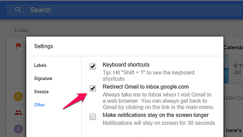 Redirect Gmail to Google Inbox