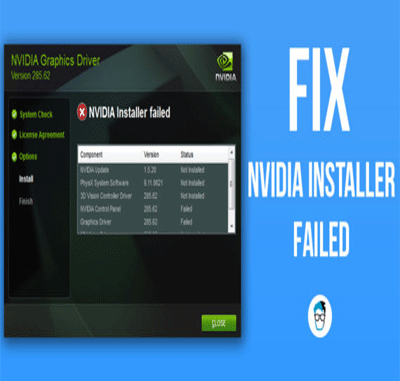 nvidia driver update failed windows 10