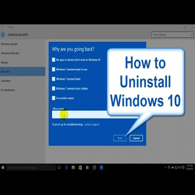 Uninstall Windows 10