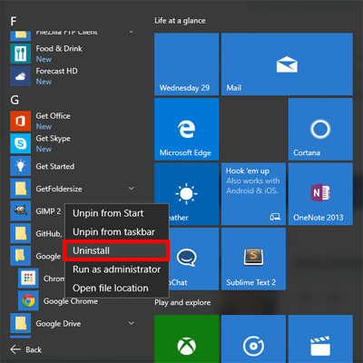 Uninstall a Program on Windows 10
