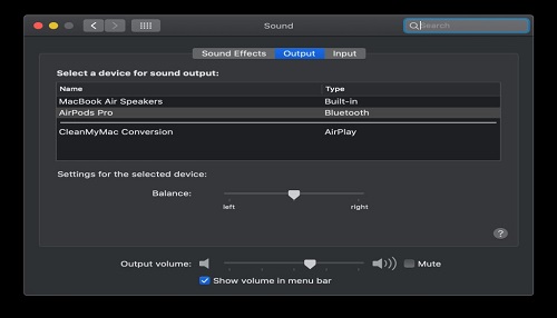 Select AirPods as the Output Device