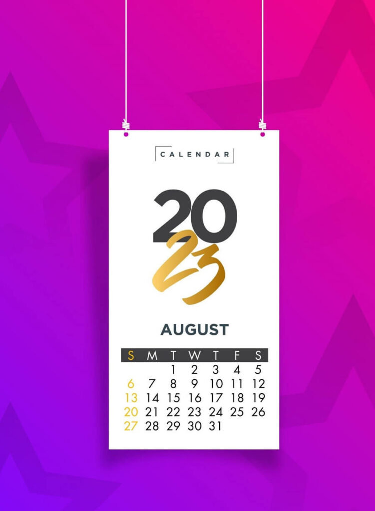 August calendar 2023 printable