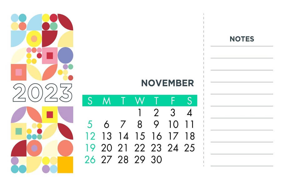 printable 2023 november calendar